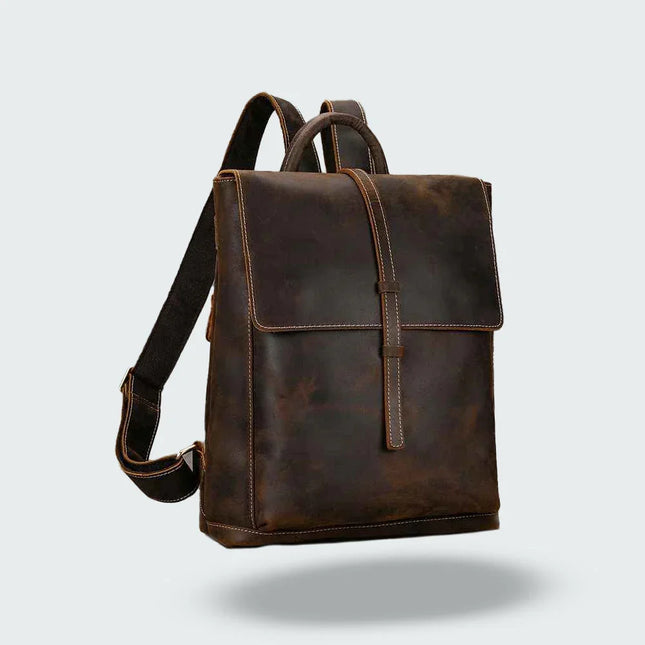 Men's Leather Flap Backpack