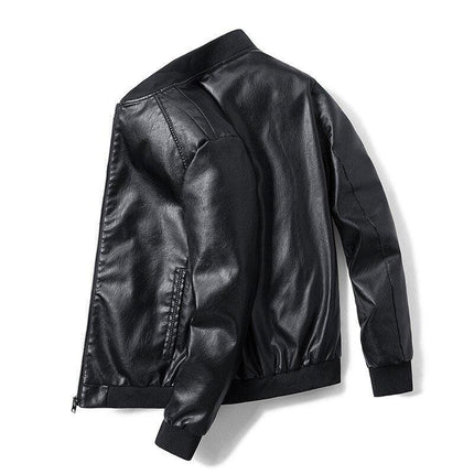 Men's Zippered Motorcycle Jacket Leather