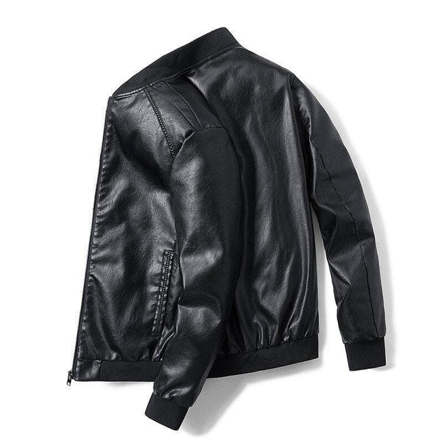 Men's Zippered Motorcycle Jacket Leather