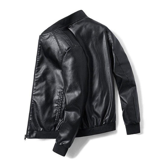 Men's Zippered Motorcycle Jacket Leather