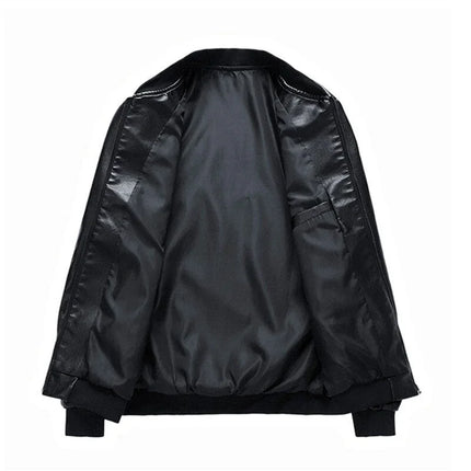Men's Zippered Motorcycle Jacket Leather
