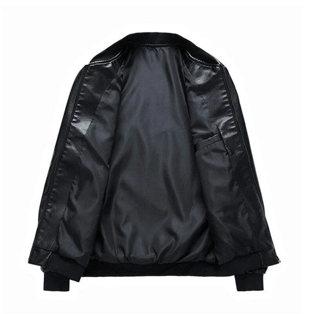 Men's Zippered Motorcycle Jacket Leather