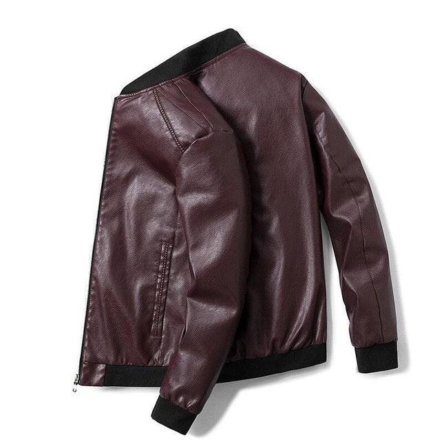 Men's Zippered Motorcycle Jacket Leather