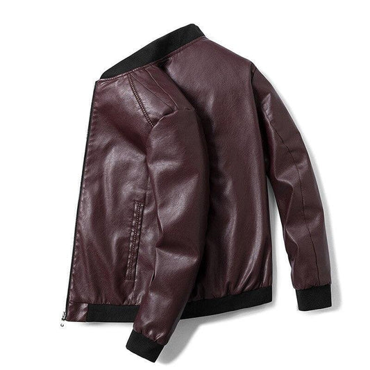 Men's Zippered Motorcycle Jacket Leather