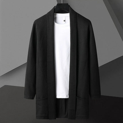 Men's Slim Fit Cardigan Sweater Knit Open Front Long Sleeve with Pockets