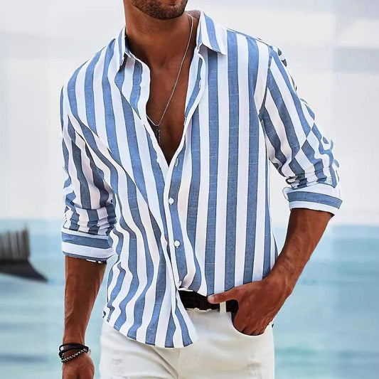 Men’s Button-Up Shirt Cotton Linen Blend