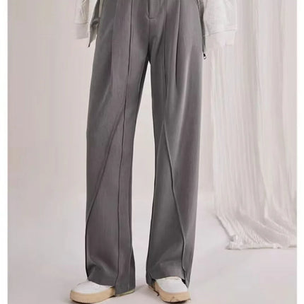 Women's High Waist Straight Leg Trousers Soft Drape Full Length