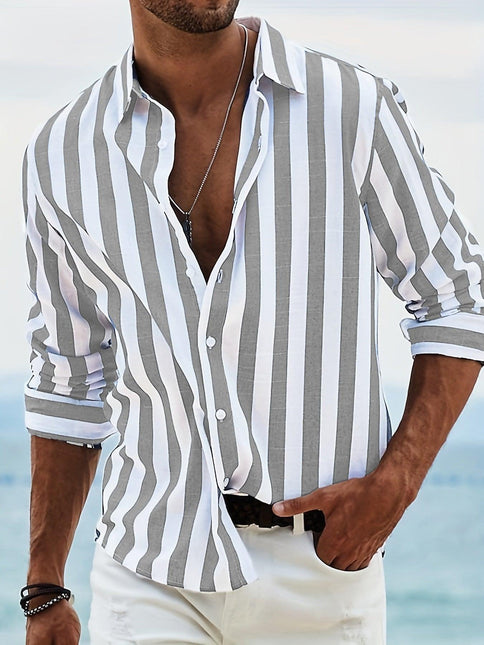 Men’s Button-Up Shirt Cotton Linen Blend