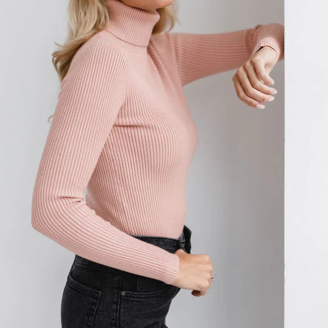 Women's Turtleneck Ribbed Knit Sweater