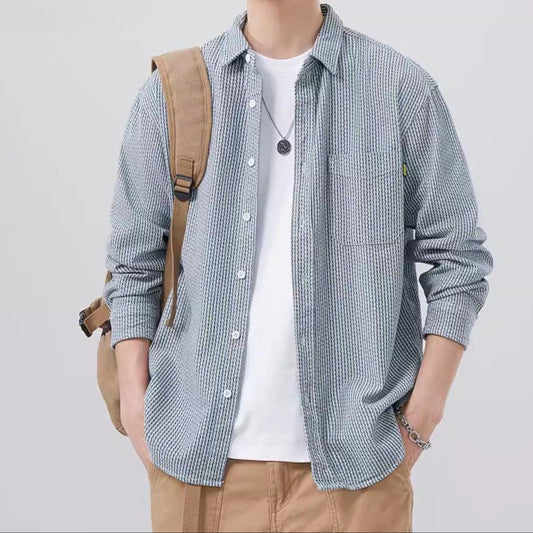 Men’s Button-Down Shirt Cotton Loose Fit Breathable