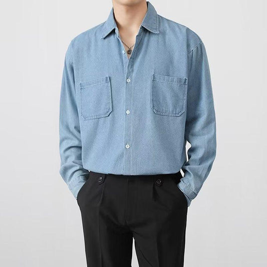 Men's Denim Shirt Long Sleeve Button-Up