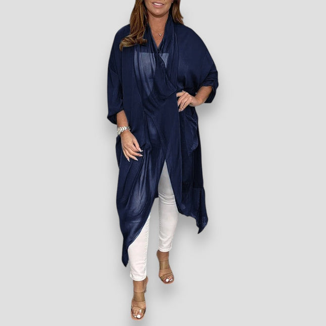 Women's Lightweight Flowy Kimono Cardigan Silky Open Front Summer Top