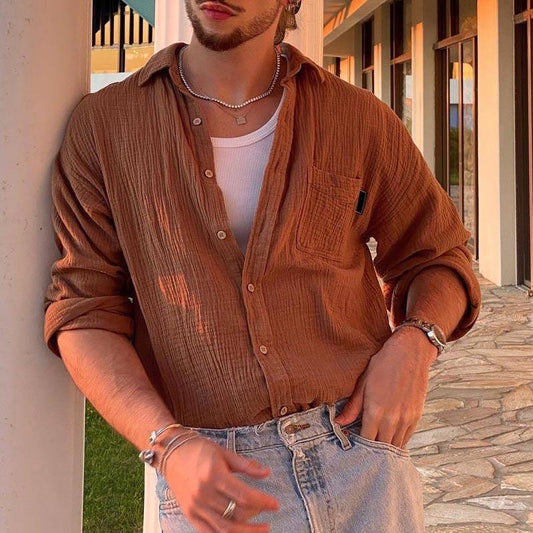Men’s Lightweight Cotton Blend Long Sleeve Button Down Shirt