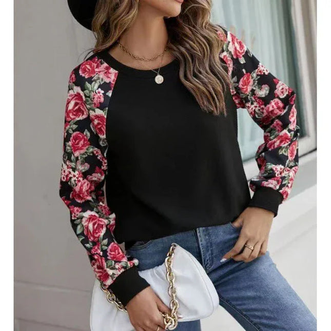 Women's Floral Sweatshirt Soft Knit Relaxed Fit