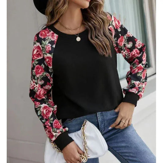 Women's Floral Sweatshirt Soft Knit Relaxed Fit