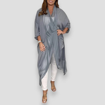 Women's Lightweight Flowy Kimono Cardigan Silky Open Front Summer Top