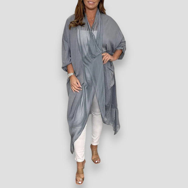 Women's Lightweight Flowy Kimono Cardigan Silky Open Front Summer Top