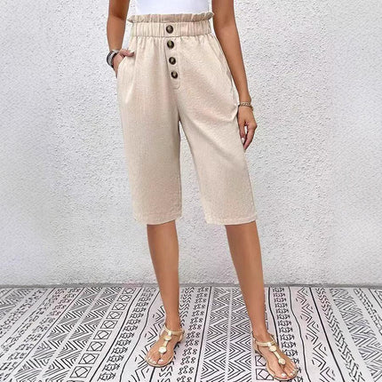 Women's Linen High Waist Paperbag Shorts