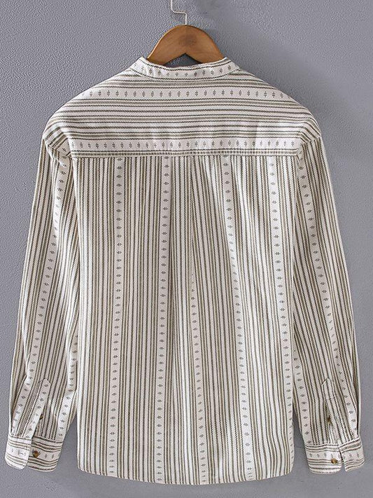 Men's Long Sleeve Striped Shirt Retro Style
