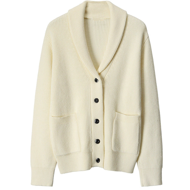 Men’s Ribbed Knit Shawl Collar Cardigan