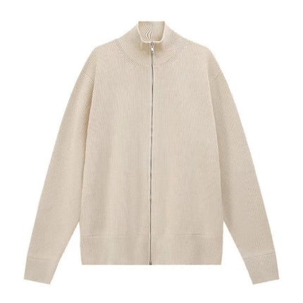 Men's High Neck Zip-Up Cardigan Full Sleeve