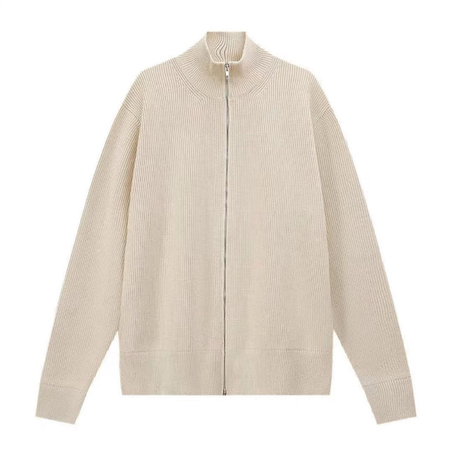 Men's High Neck Zip-Up Cardigan Full Sleeve