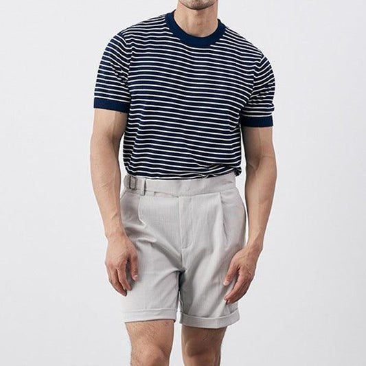Men's Slim Fit Knit T-Shirt Cotton Blend Horizontal Stripe