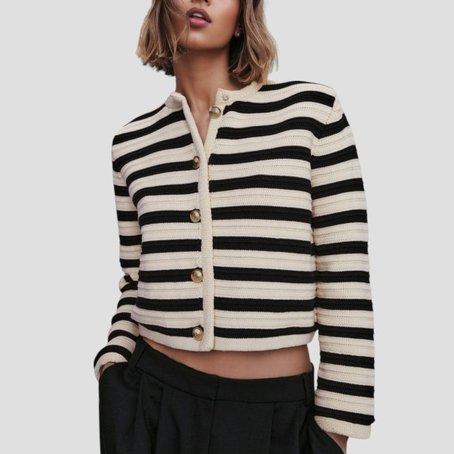 Women's Cardigan Striped Knit with Buttons