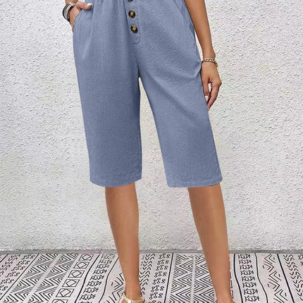 Women's Linen High Waist Paperbag Shorts