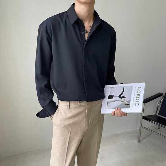 Men's Slim Fit Dress Shirt Stretch Fabric Long Sleeve Hidden Placket