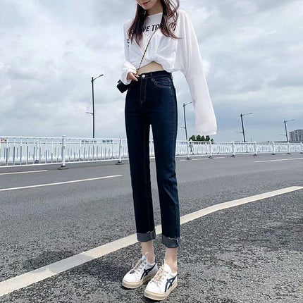 Women's Stretch Straight Pants Shortened