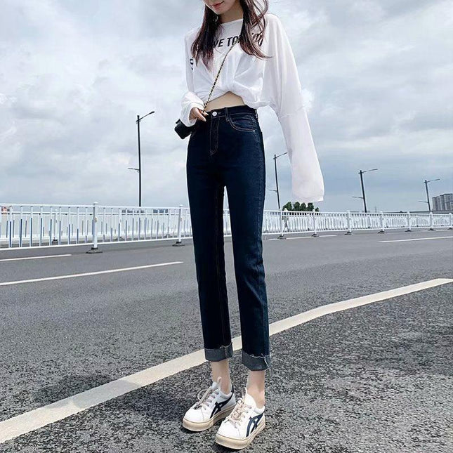 Women's Stretch Straight Pants Shortened