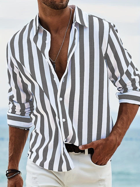 Men’s Button-Up Shirt Cotton Linen Blend