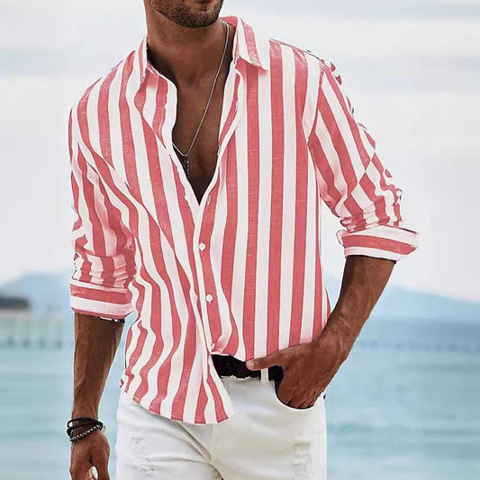 Men’s Button-Up Shirt Cotton Linen Blend