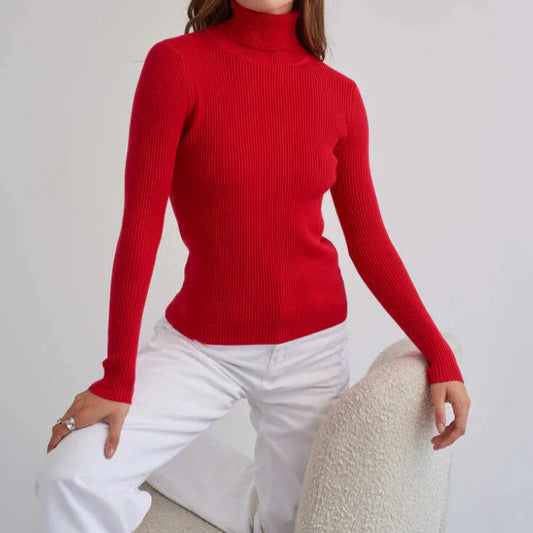 Women's Turtleneck Ribbed Knit Sweater