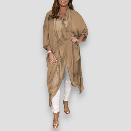 Women's Lightweight Flowy Kimono Cardigan Silky Open Front Summer Top