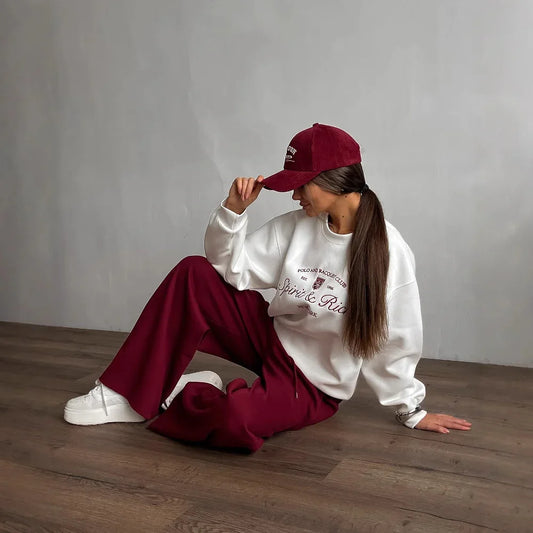 Women's Oversized Pullover Sweatshirt Cotton Blend Crew Neck