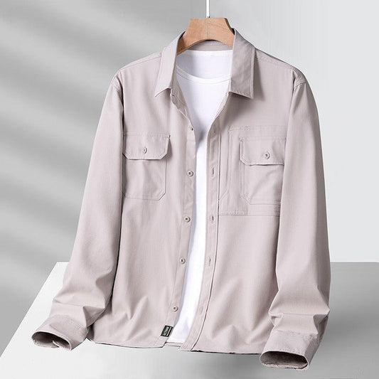 Men's Lightweight Button-Up Shirt with Utility Pockets
