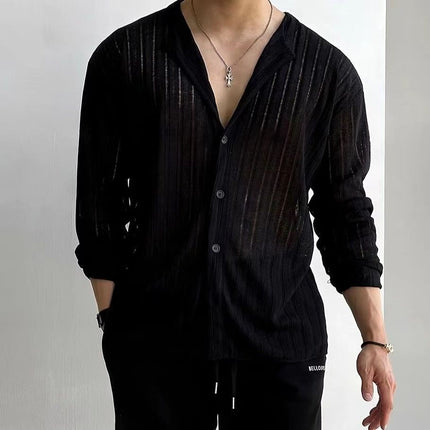 Men’s Lightweight Knit Cardigan V-Neck Button Down Long Sleeve