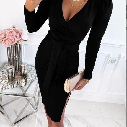 Women's Wrap Dress Elegant Round Neck