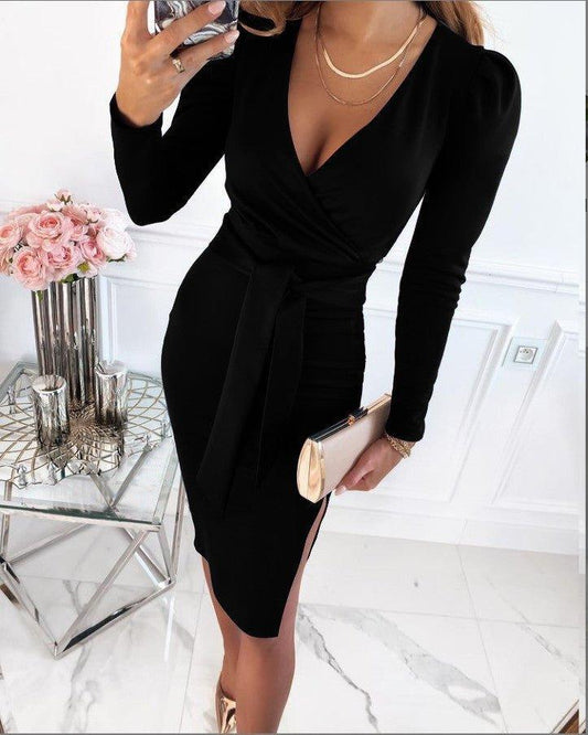 Women's Wrap Dress Elegant Round Neck