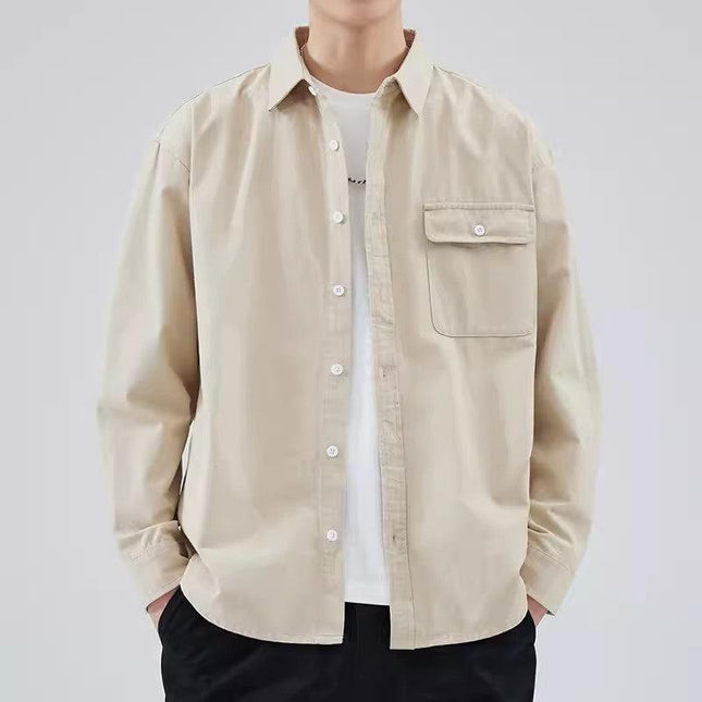 Men’s Cotton Button-Down Shirt Long Sleeve Relaxed Fit