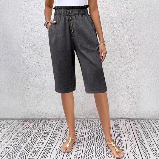 Women's Linen High Waist Paperbag Shorts