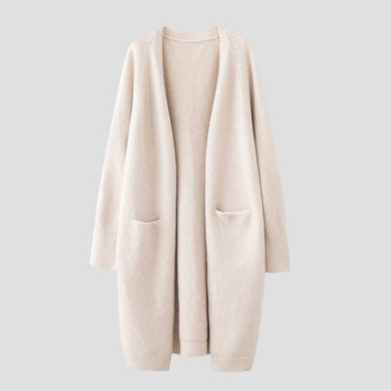 Women's Cashmere Long Open Front Cardigan