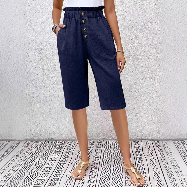 Women's Linen High Waist Paperbag Shorts
