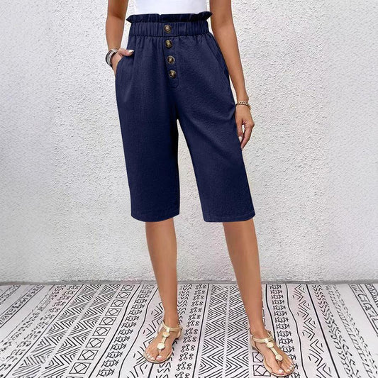 Women's Linen High Waist Paperbag Shorts