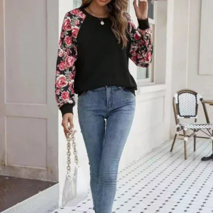 Women's Floral Sweatshirt Soft Knit Relaxed Fit