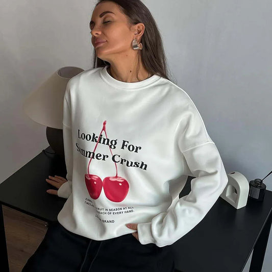 Women's Oversized Graphic Sweatshirt Cotton Blend