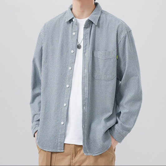 Men’s Button-Down Shirt Cotton Loose Fit Breathable