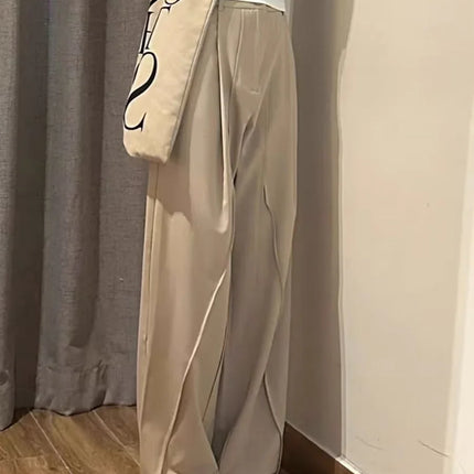 Women's High Waist Straight Leg Trousers Soft Drape Full Length